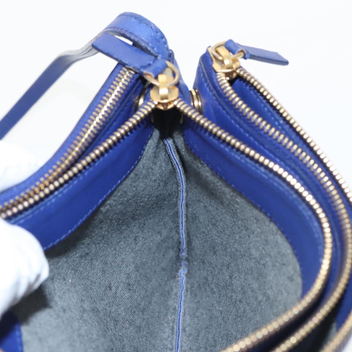 Céline Trio, Blue, Leather, shoulder