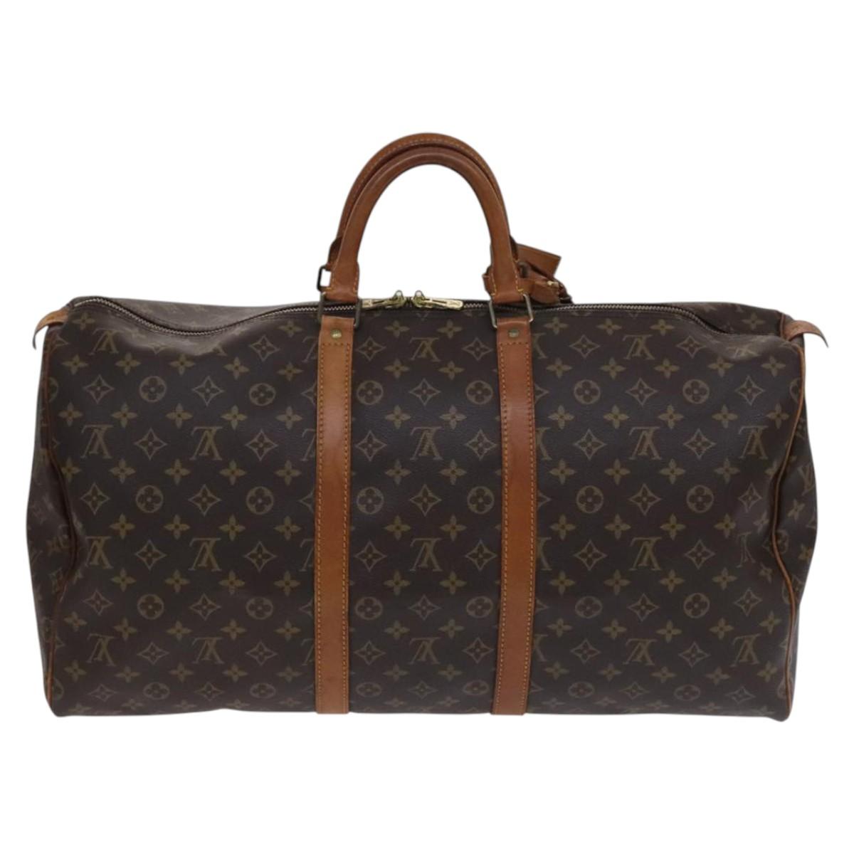 Louis Vuitton Keepall 55, Brown, Canvas, travel