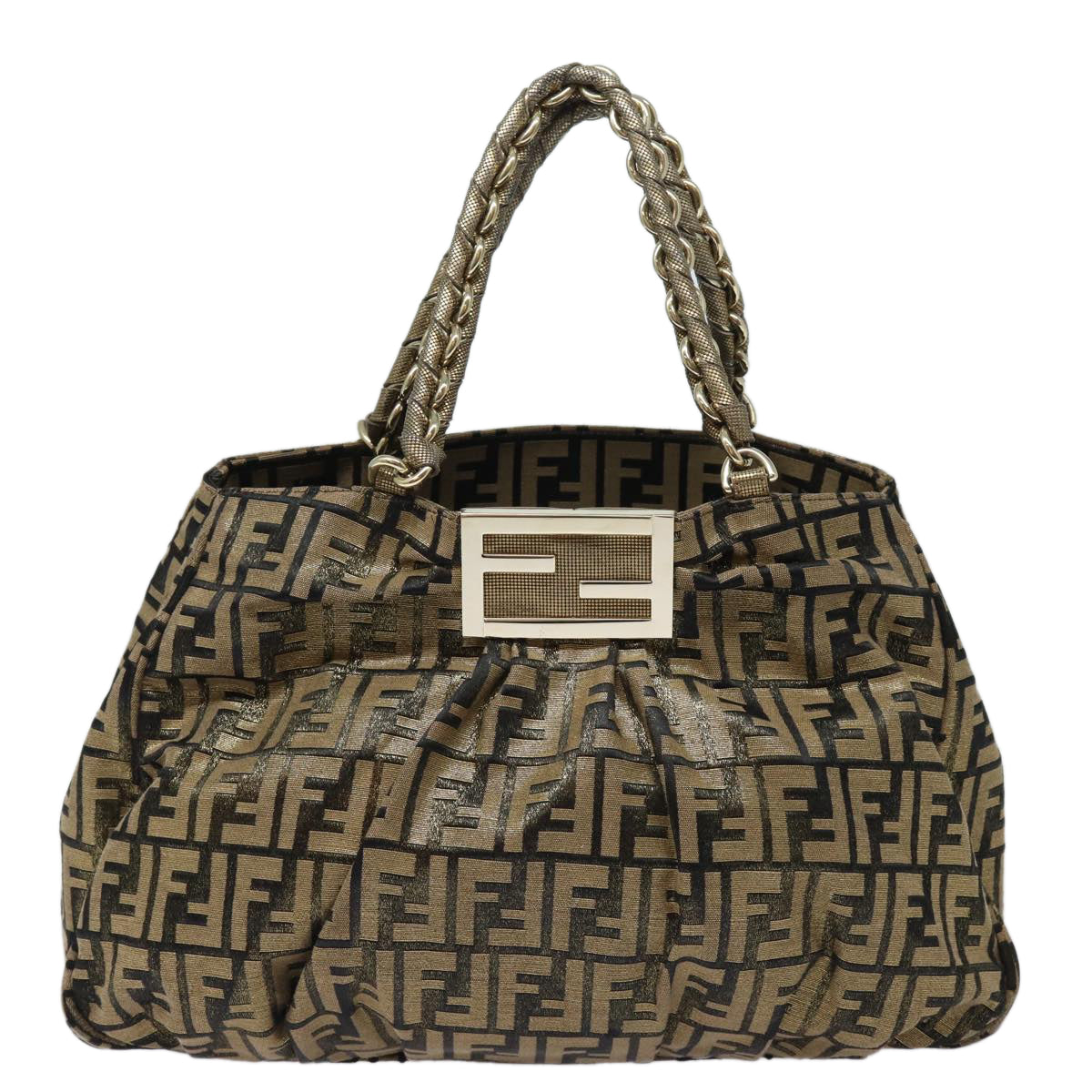 Fendi Zucca, Gold, Canvas, handbag