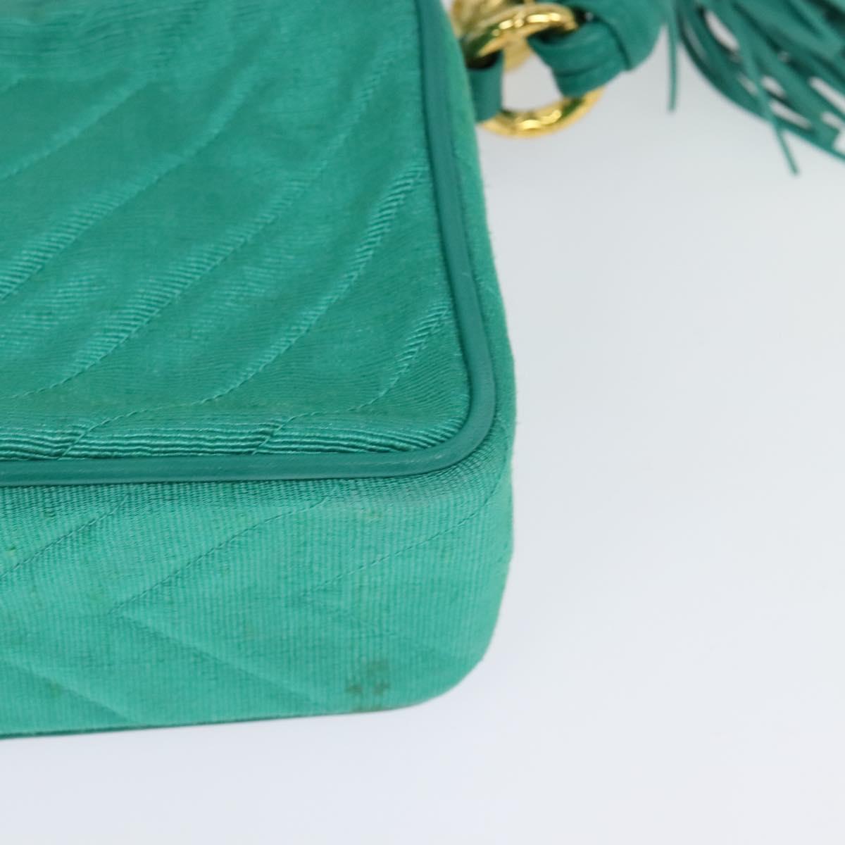 Chanel Camera, Green, Canvas, shoulder