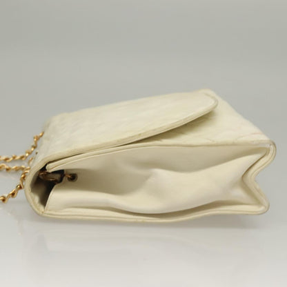 Chanel Demi Lune, White, Leather, shoulder