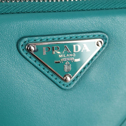 Prada Triangle Logo, Blue, Leather, handbag