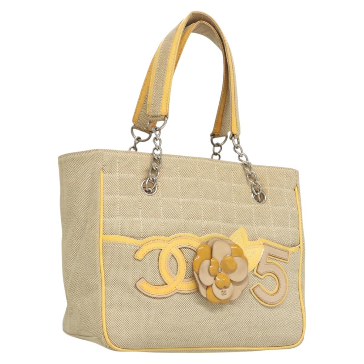 Chanel Camellia, Beige, Canvas, handbag