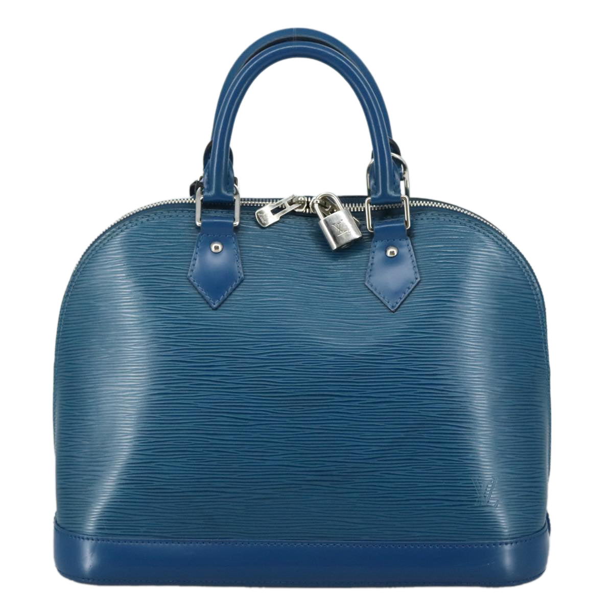 Louis Vuitton Alma, Blue, Leather, handbag