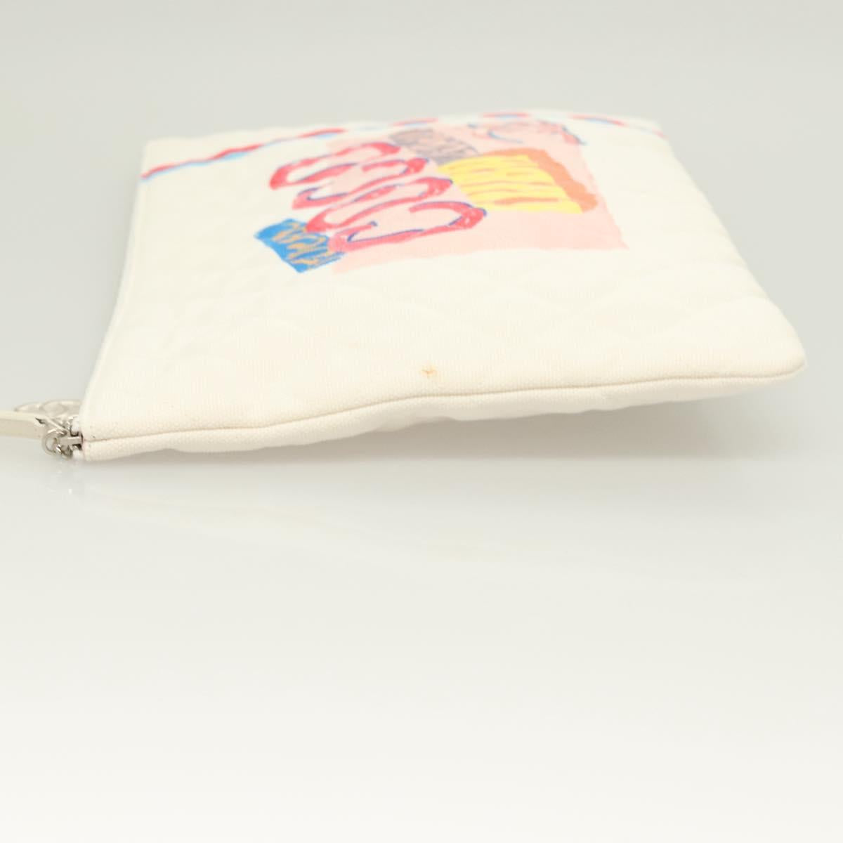 Chanel Coco Cuba, White, Canvas, clutch