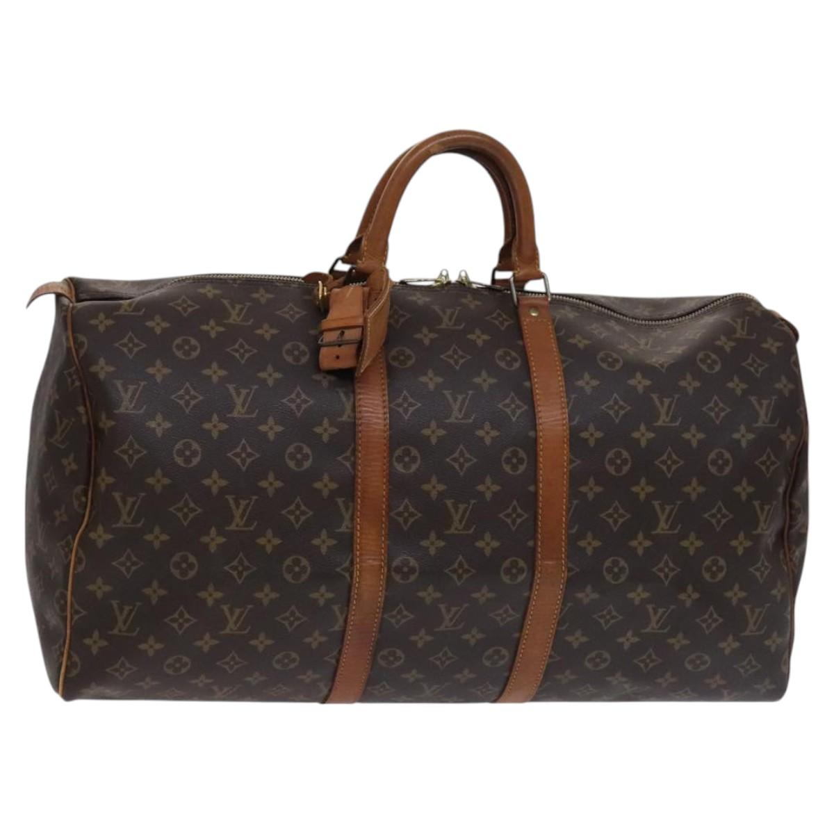 Louis Vuitton Keepall 55, Brown, Canvas, travel