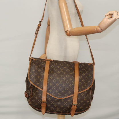Louis Vuitton Saumur 43, Brown, Canvas, shoulder