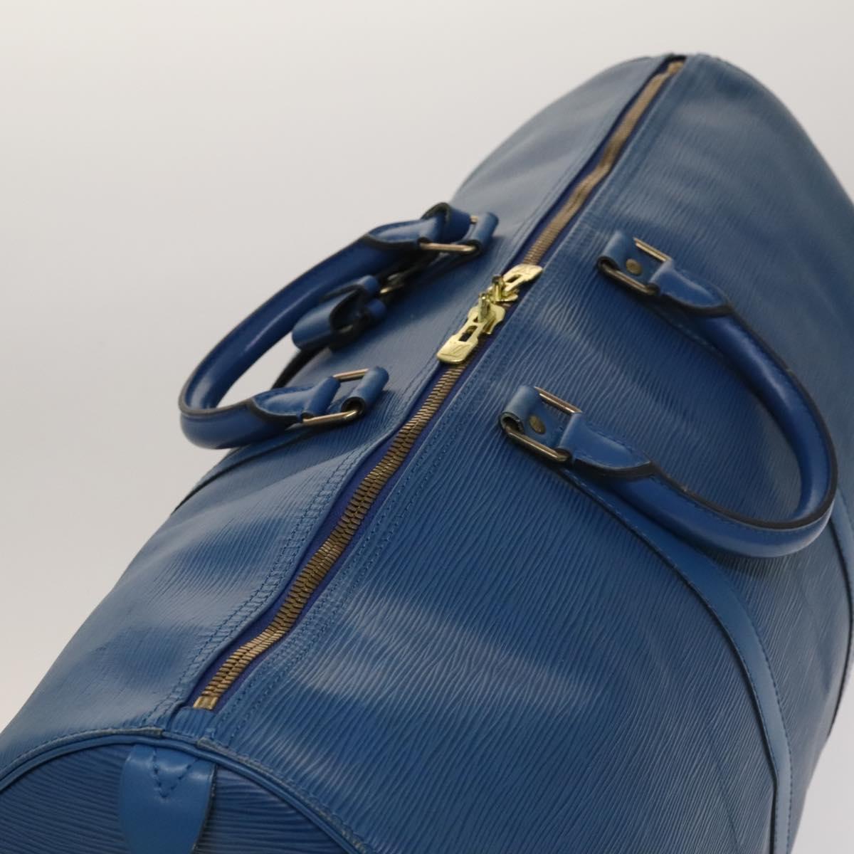 Louis Vuitton Keepall 55, Blue, Leather, travel