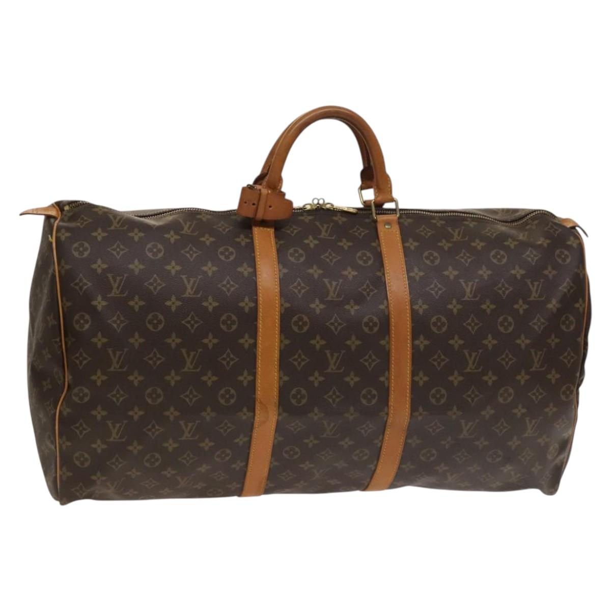 Louis Vuitton Keepall 60, Brown, Canvas, travel