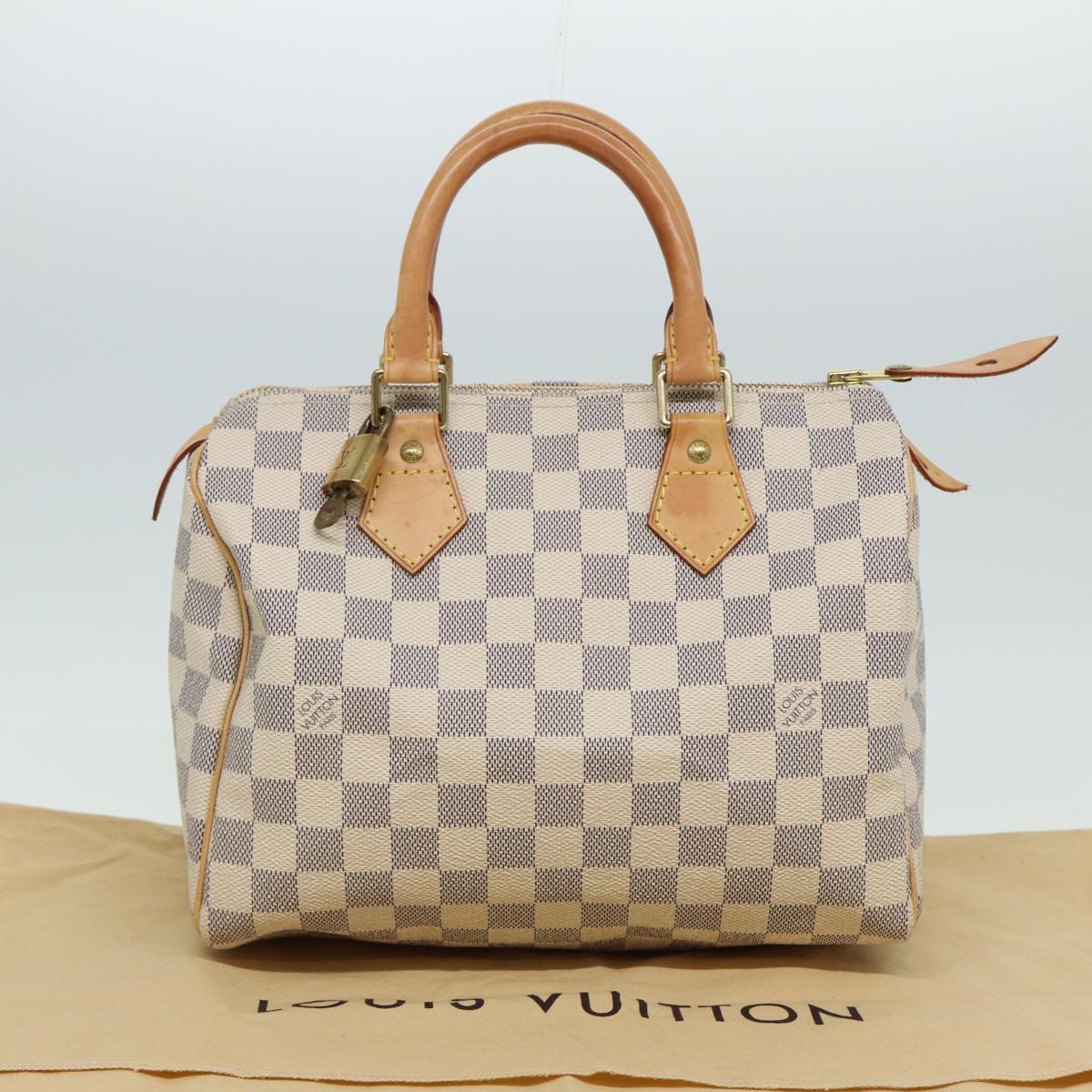 Louis Vuitton Speedy 25, Grey, Canvas, handbag