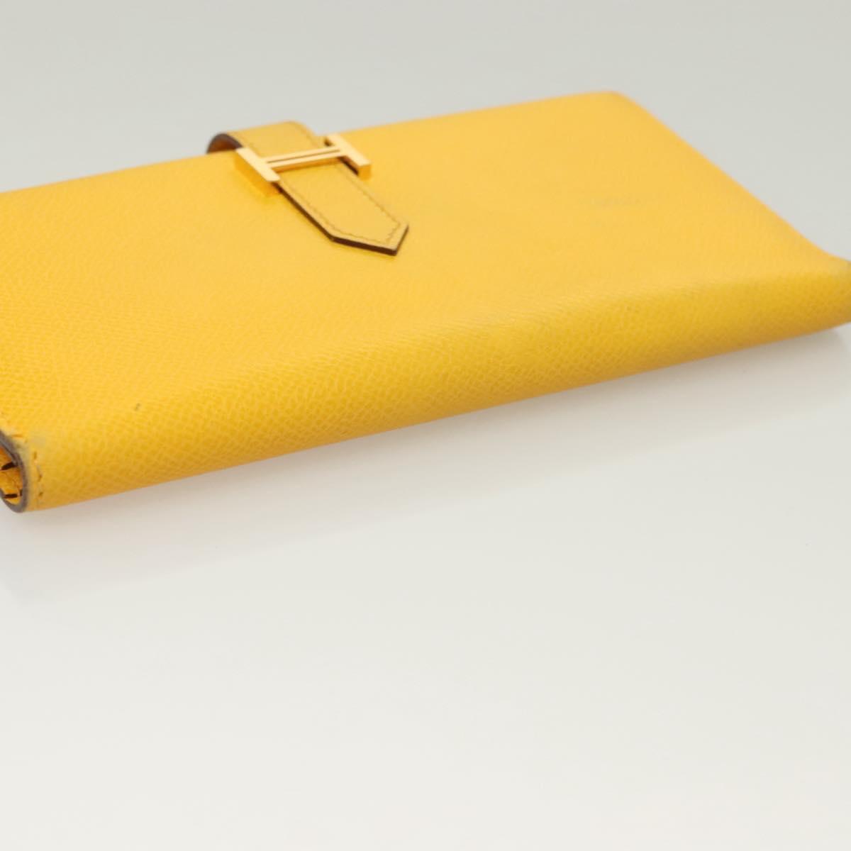 Hermès Béarn, Yellow, Leather, wallet