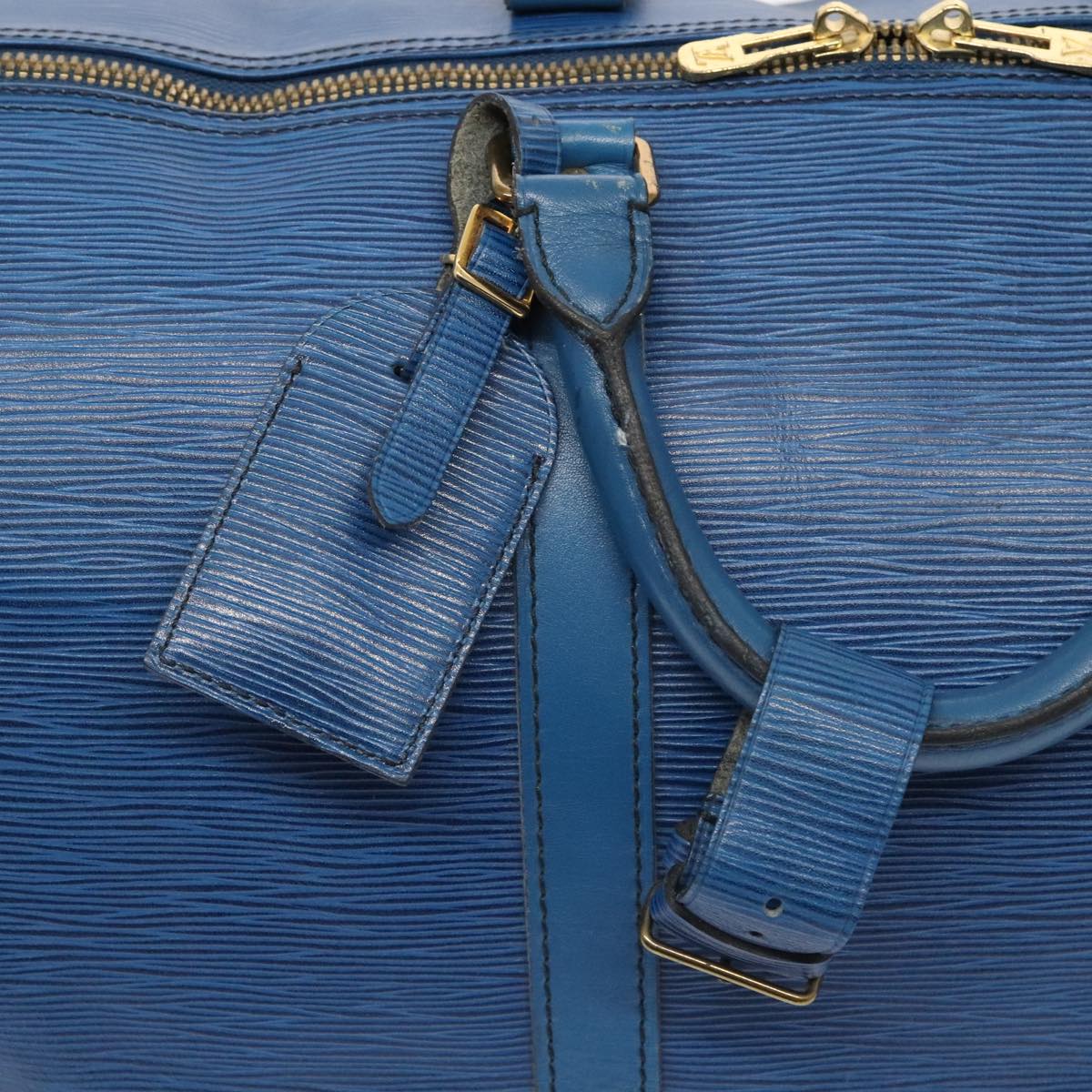 Louis Vuitton Keepall 55, Blue, Leather, travel