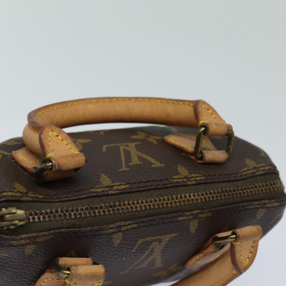 Louis Vuitton Nano Speedy, Brown, Canvas, handbag