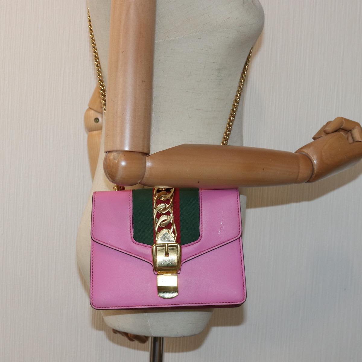 Gucci Sylvie, Pink, Leather, shoulder