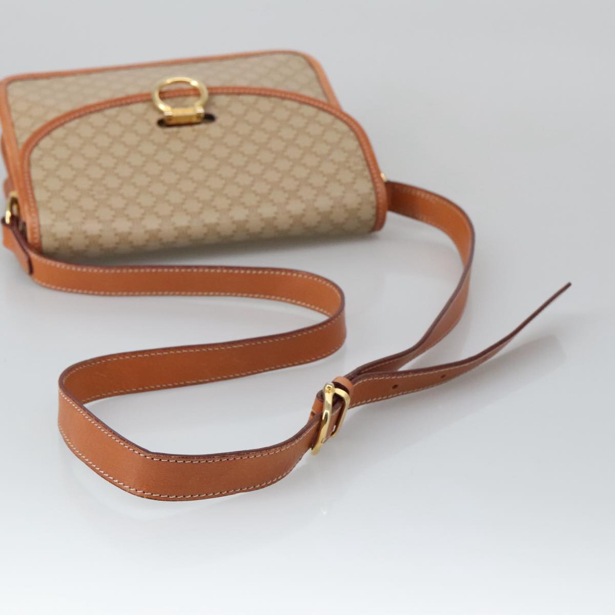 Céline Macadam, Beige, Canvas, shoulder