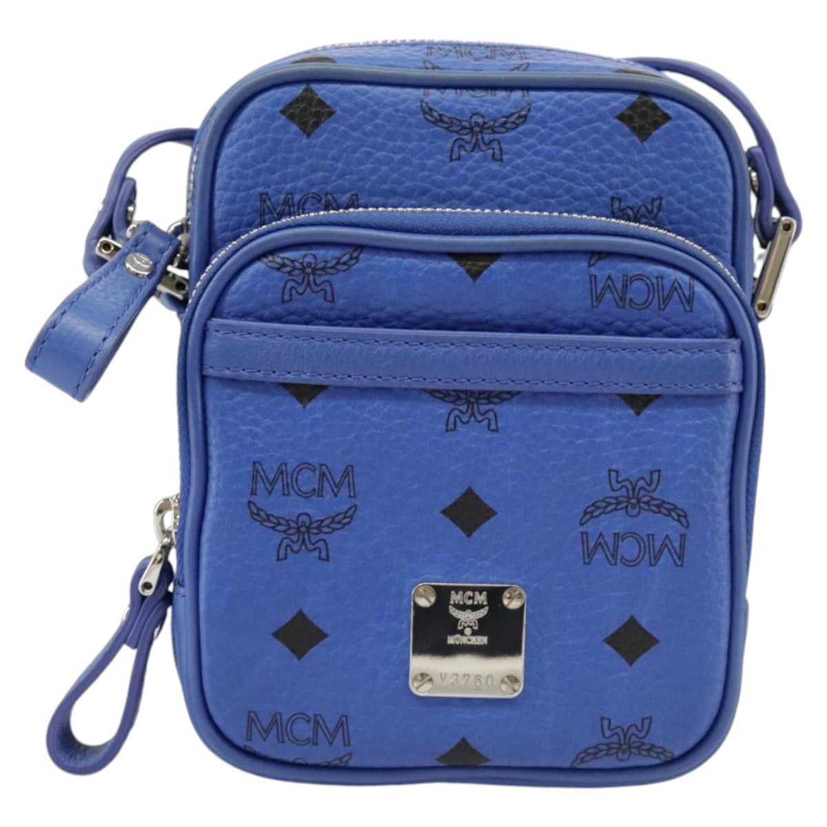 MCM Visetos, Blue, Canvas, shoulder