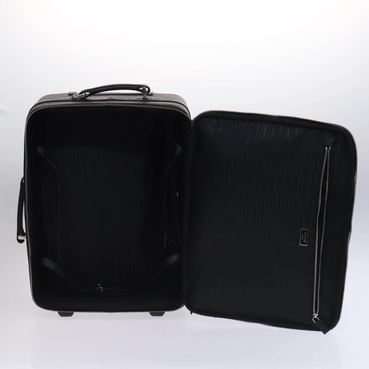Prada Triangle Logo, Black, Leather, travel