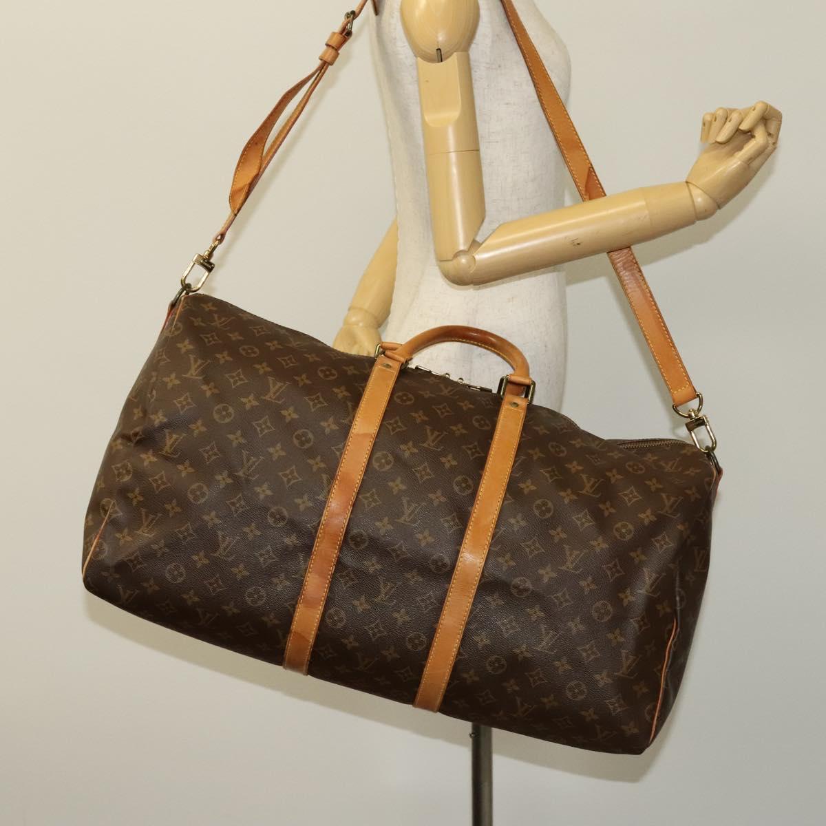 Louis Vuitton Keepall Bandoulière 55, Brown, Canvas, travel