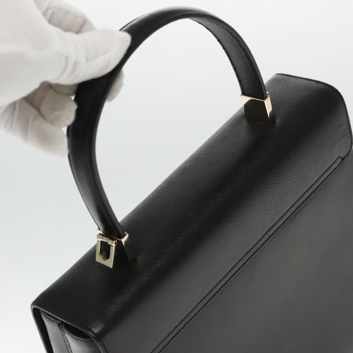 Salvatore Ferragamo Gancini, Black, Leather, handbag