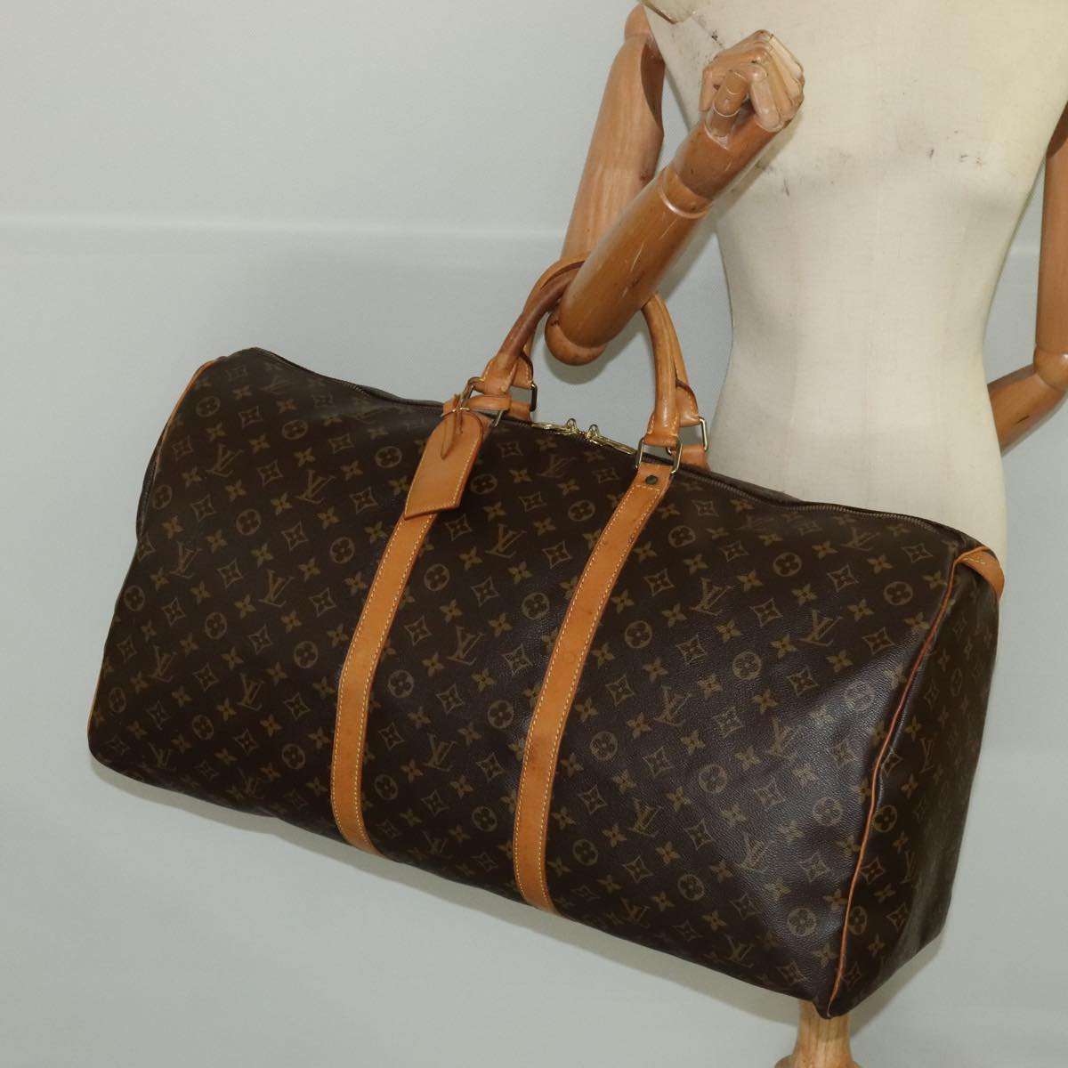 Louis Vuitton Keepall 60, Brown, Canvas, travel