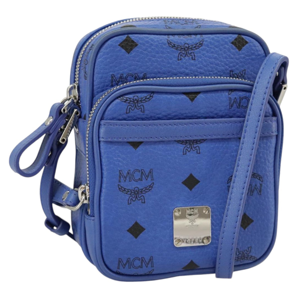 MCM Visetos, Blue, Canvas, shoulder