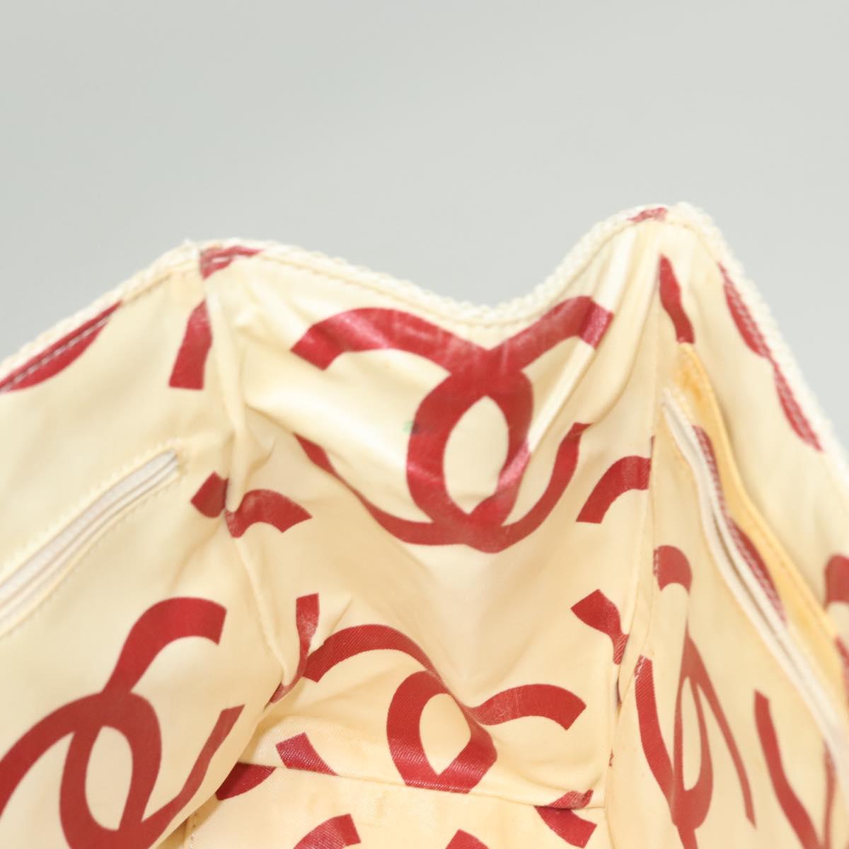 Chanel Logo CC, White, Canvas, shoulder