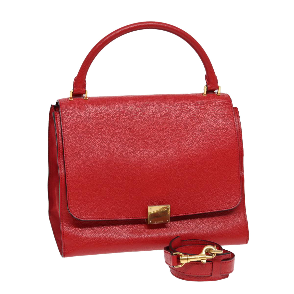 Céline Trapèze, Red, Leather, handbag