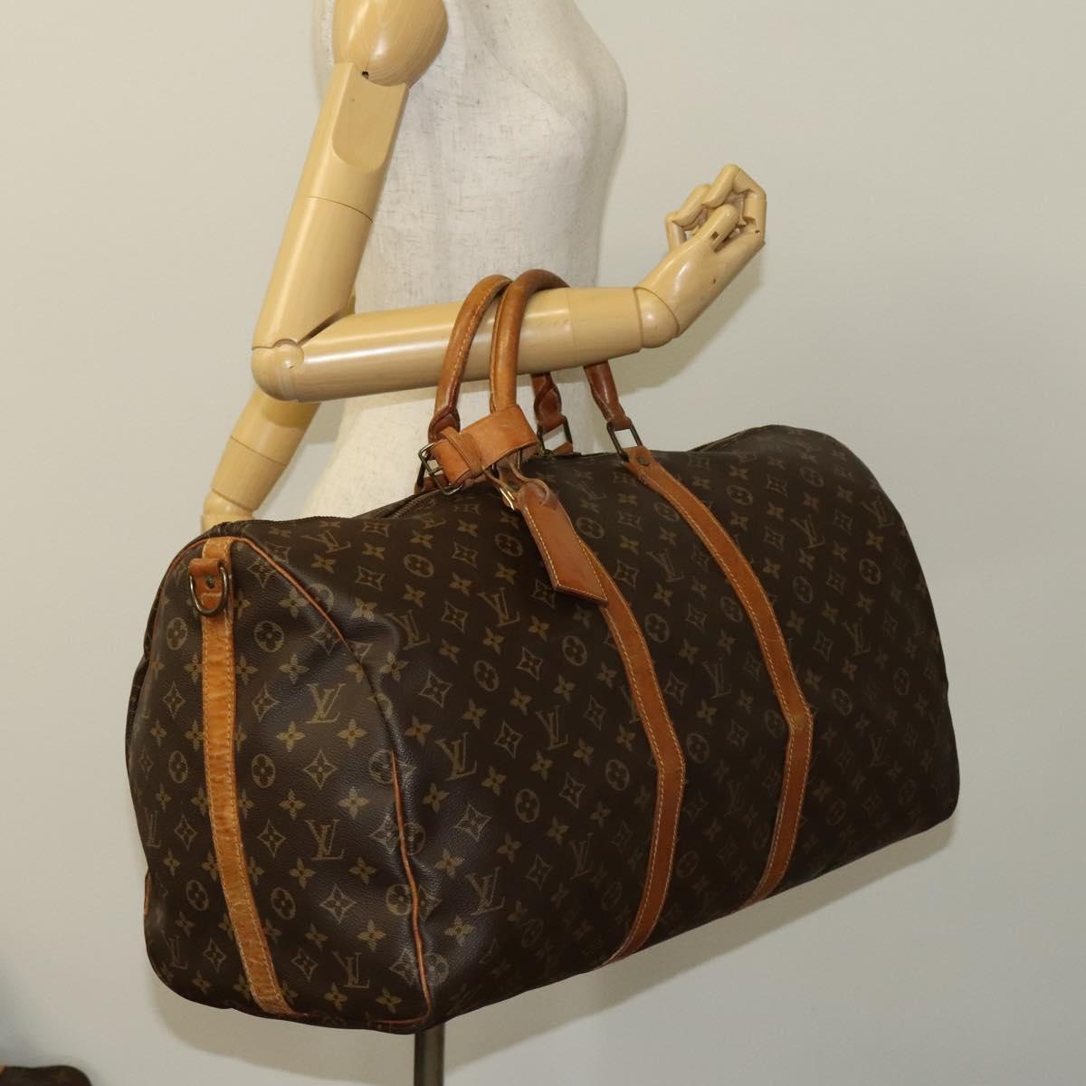 Louis Vuitton Keepall Bandouliere 55, Brown, Canvas, travel