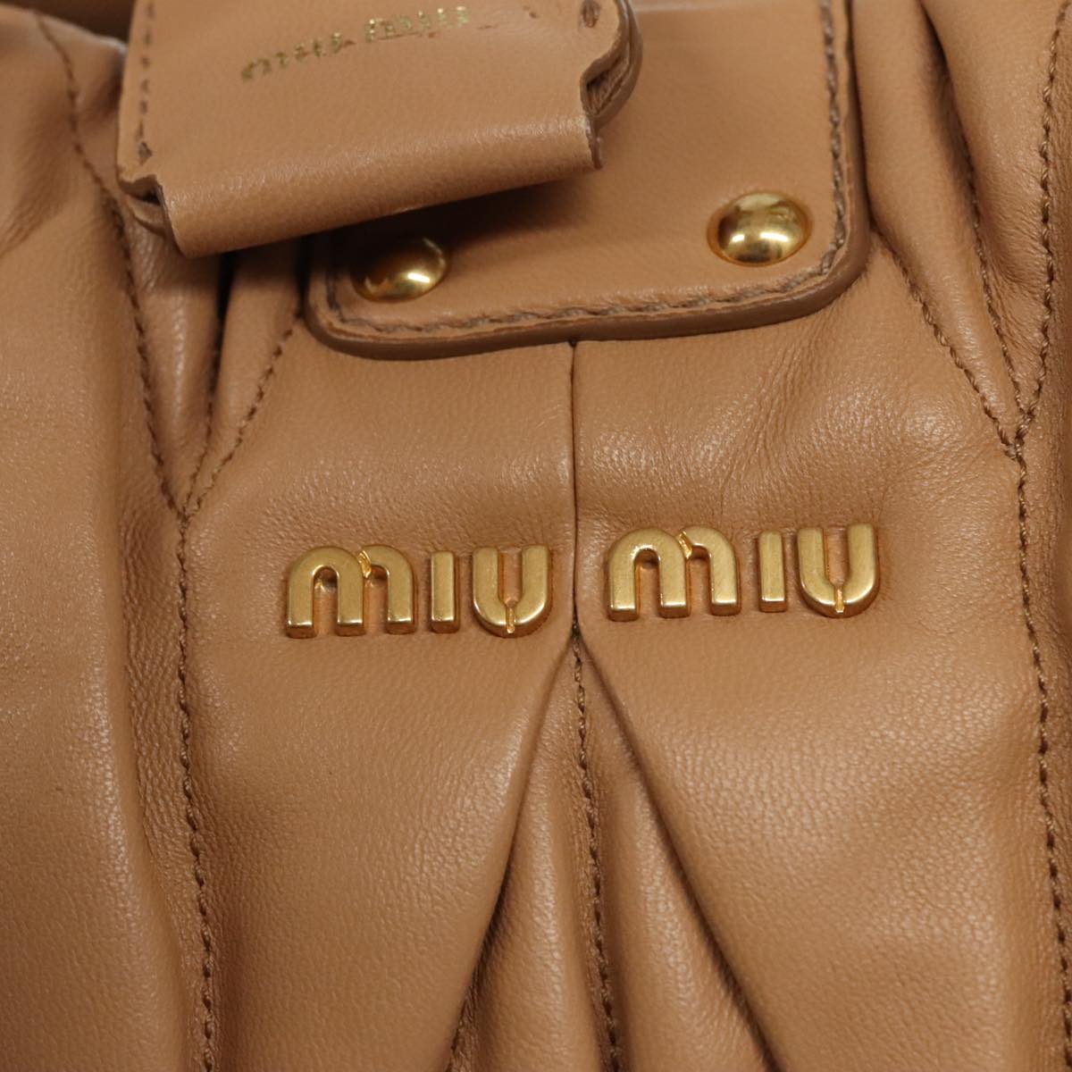 Miu Miu Matelassé, Brown, Leather, handbag