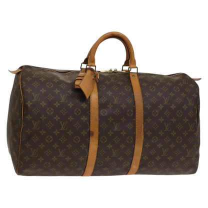 Louis Vuitton Keepall 55, Brown, "CANVAS, LEATHER", travel