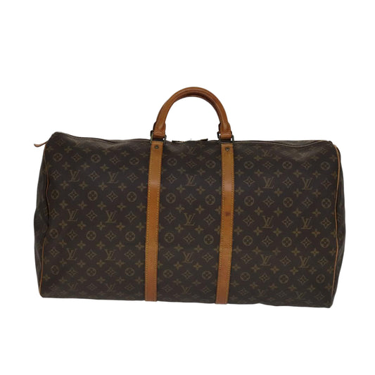 Louis Vuitton Keepall 60, Brown, Canvas, travel