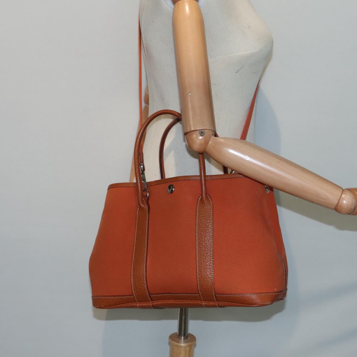 Hermès Garden Party, Brown, Canvas, handbag