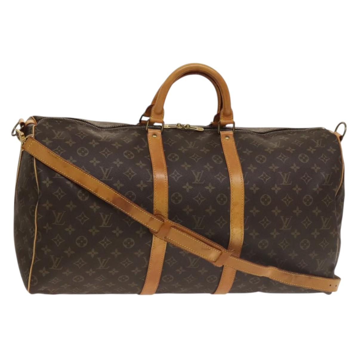 Louis Vuitton Keepall Bandouliere 55, Brown, Canvas, travel