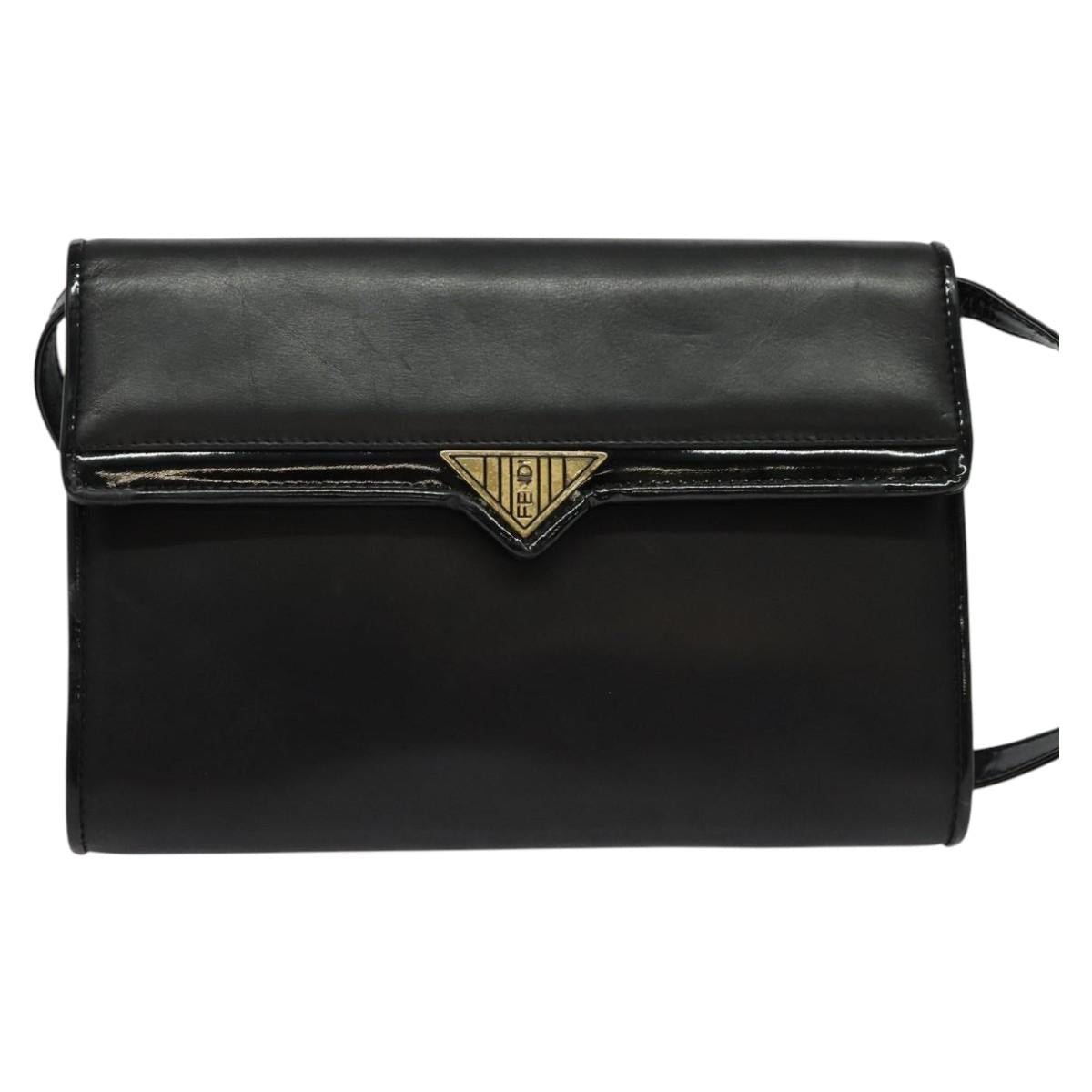 Fendi Envelope Clutch Leather, BLACK, LEATHER, Clutche & pouche