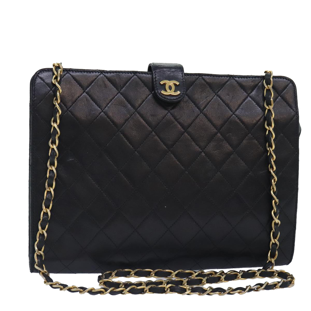 Chanel Matelassé, Black, Leather, shoulder