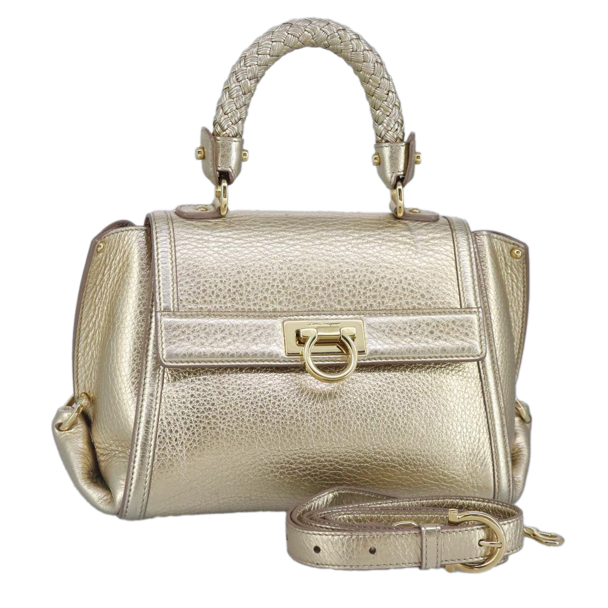 Salvatore Ferragamo Sofia, Gold, Leather, handbag