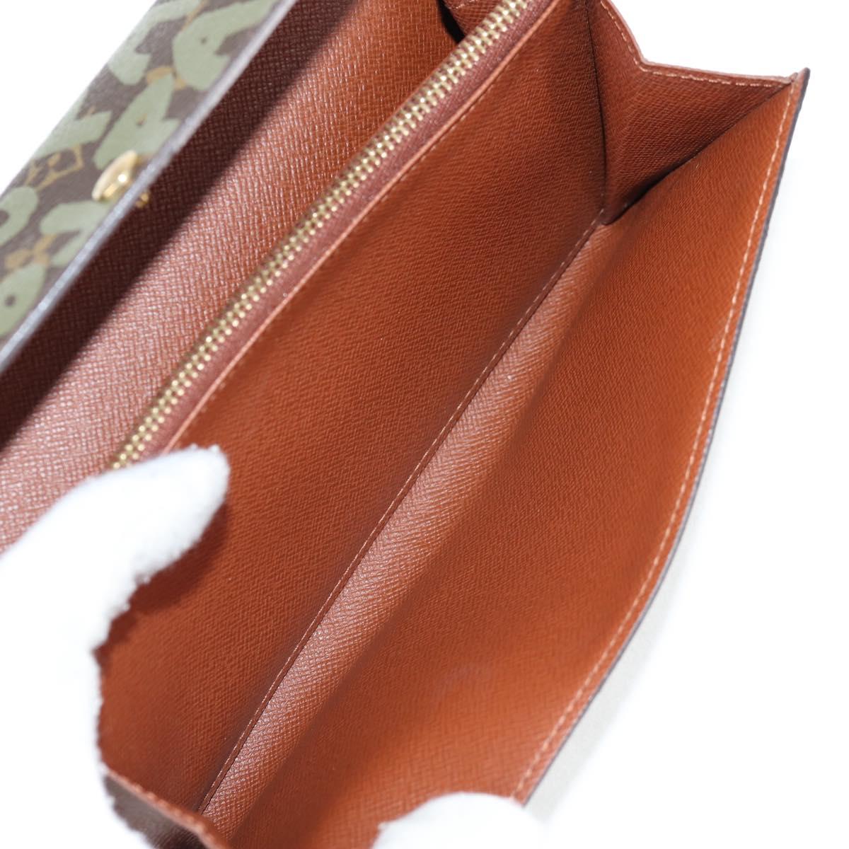 Louis Vuitton Porte Monnaie Credit, Khaki, Canvas, wallet
