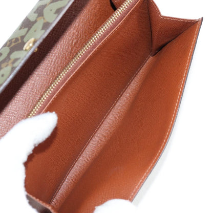 Louis Vuitton Porte Monnaie Credit, Khaki, Canvas, wallet