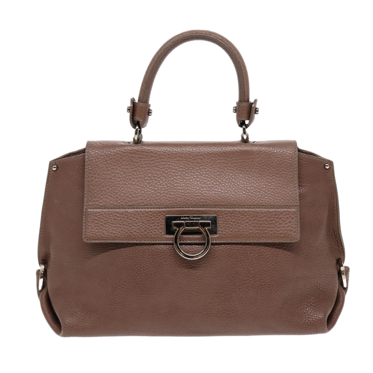 Salvatore Ferragamo Gancini, Brown, Leather, handbag