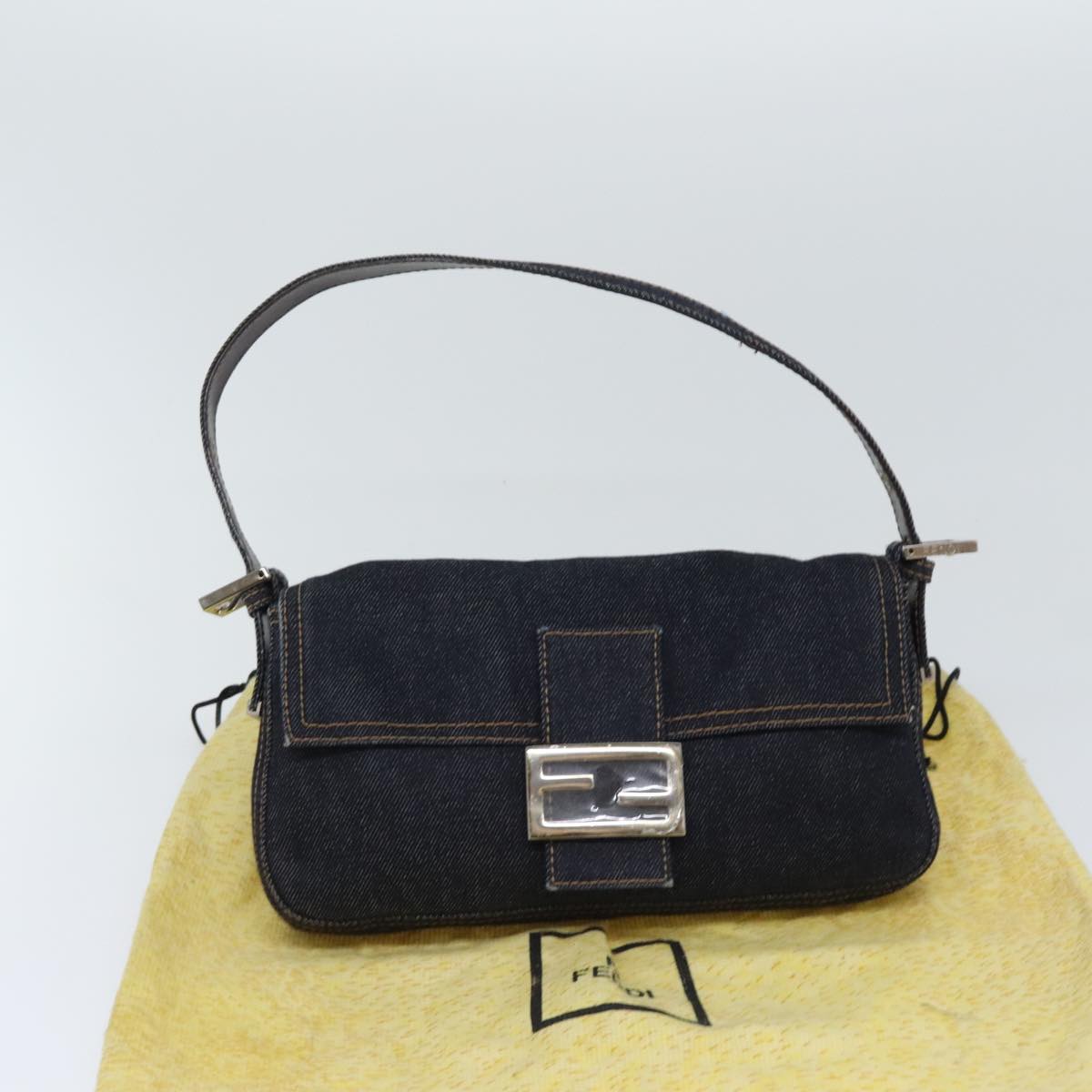 Fendi Mamma Baguette, Navy, Denim - Jeans, shoulder