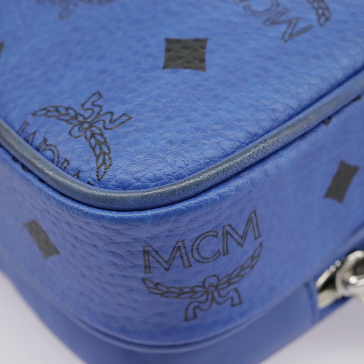 MCM Visetos, Blue, Canvas, shoulder