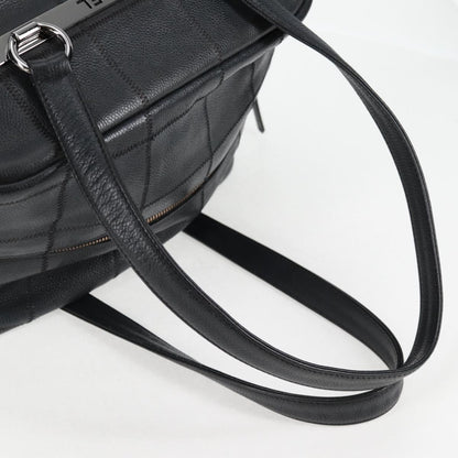 Chanel Chocolate bar, Black, Leather, handbag