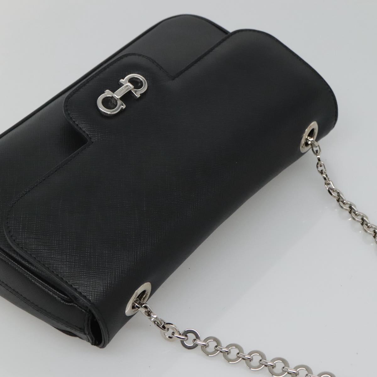 Salvatore Ferragamo Gancini, Black, Leather, shoulder