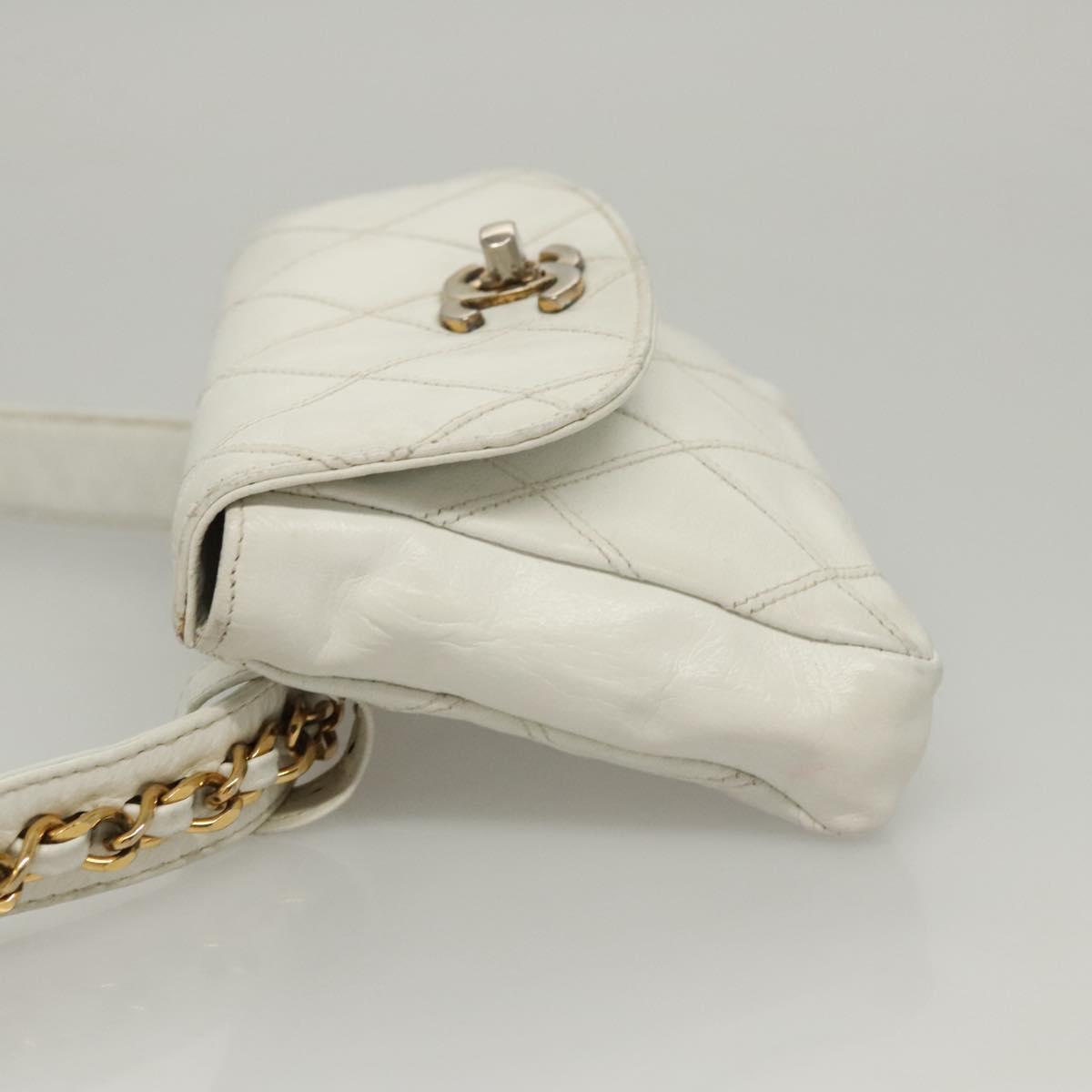Chanel Cc, White, Leather, shoulder