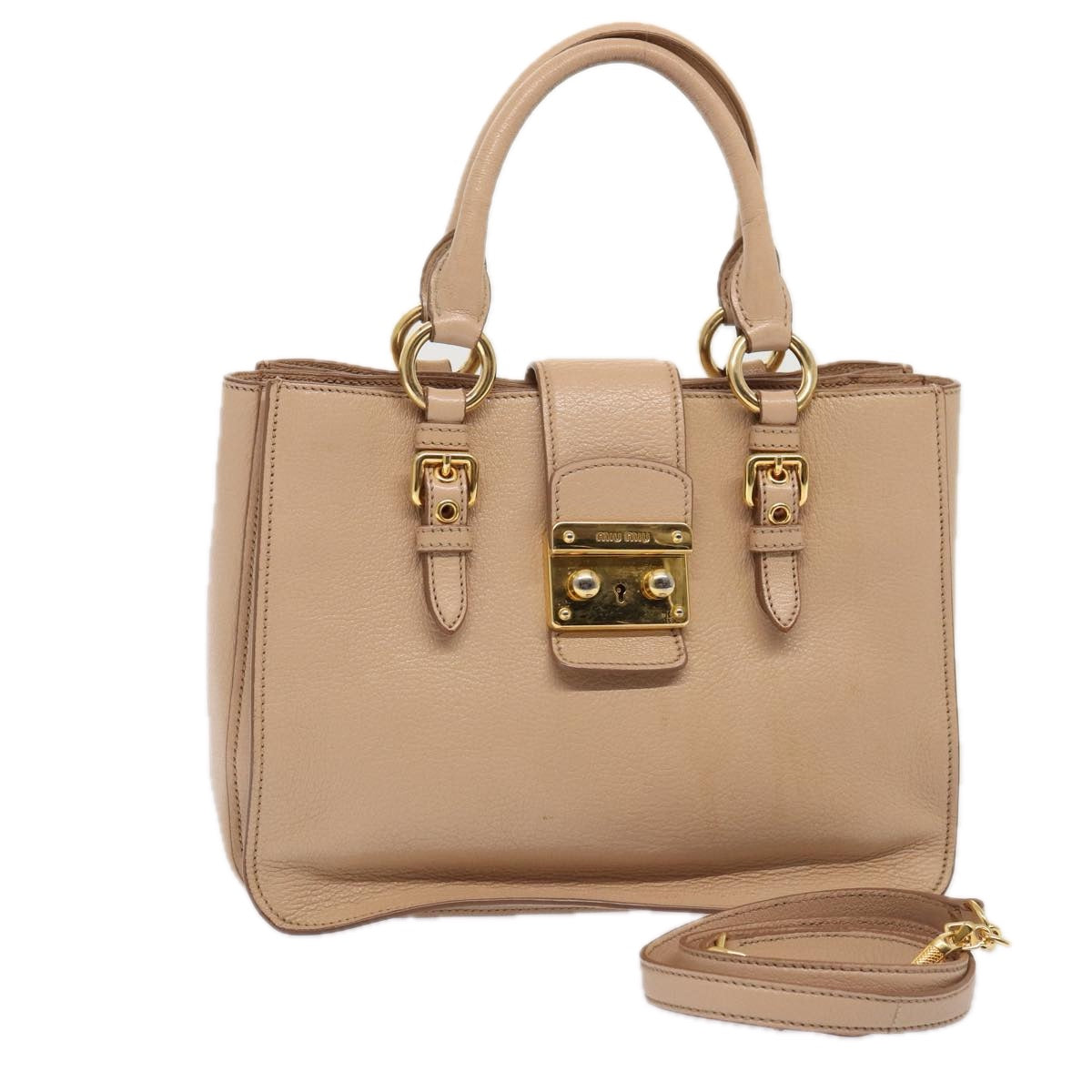 Miu Miu Madras, Beige, Leather, handbag