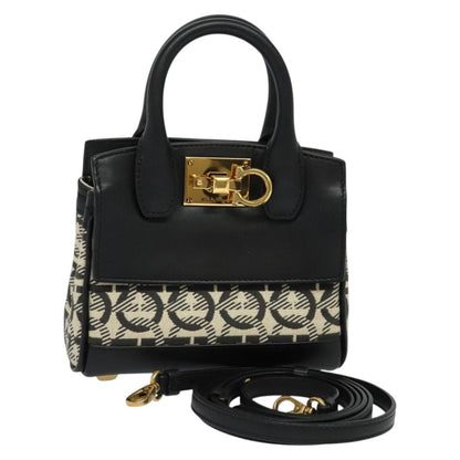 Salvatore Ferragamo Gancini, Black, Leather, handbag