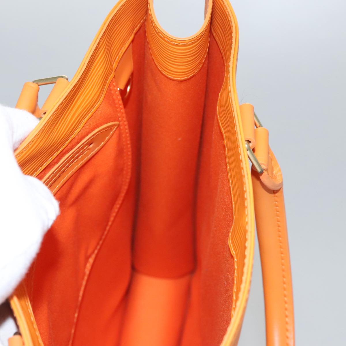 Louis Vuitton Sac Plat, Orange, Leather, tote