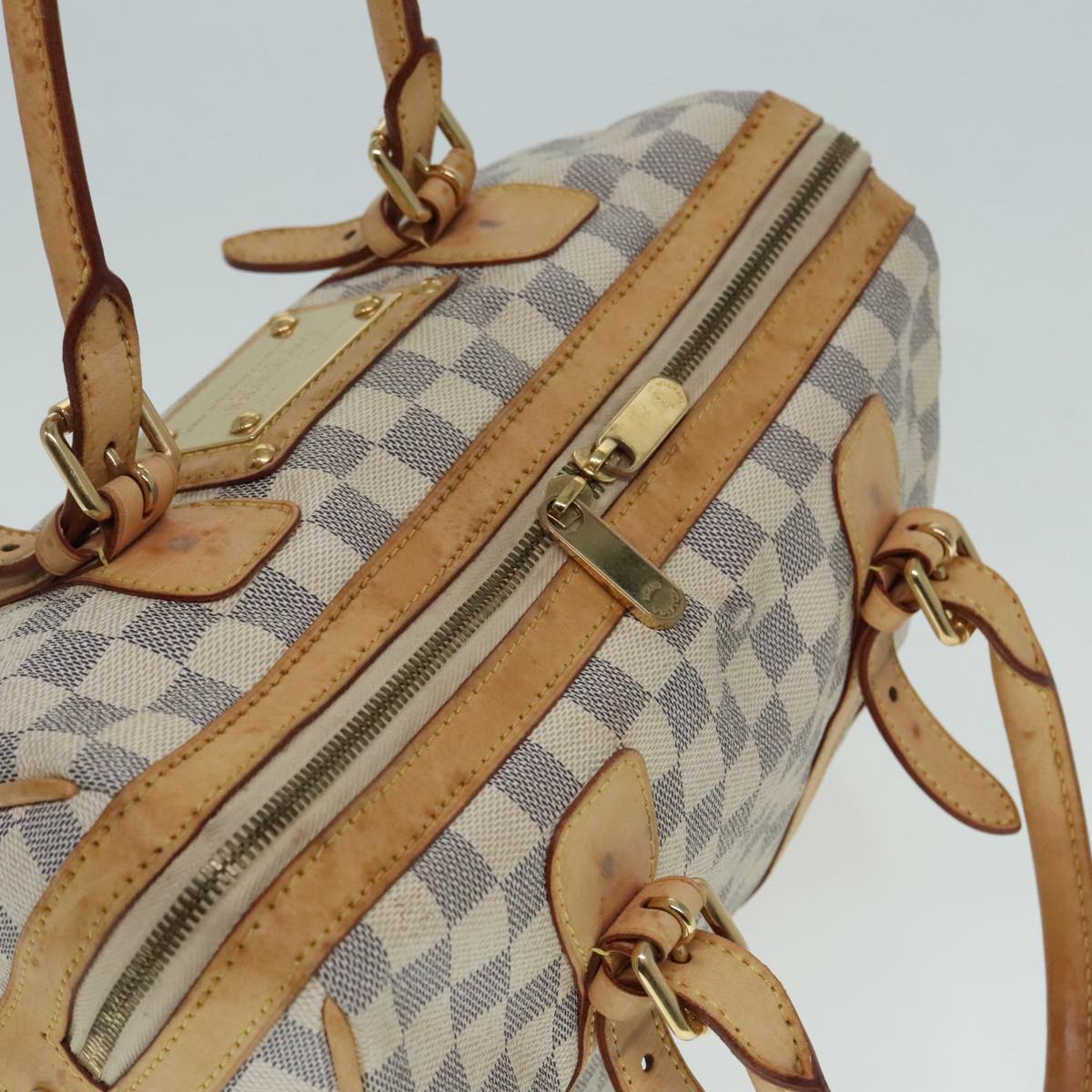 Louis Vuitton Berkley, White, Canvas, handbag