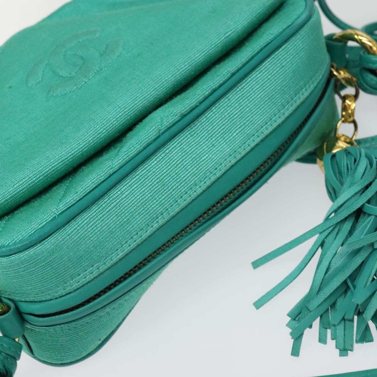 Chanel Camera, Green, Canvas, shoulder