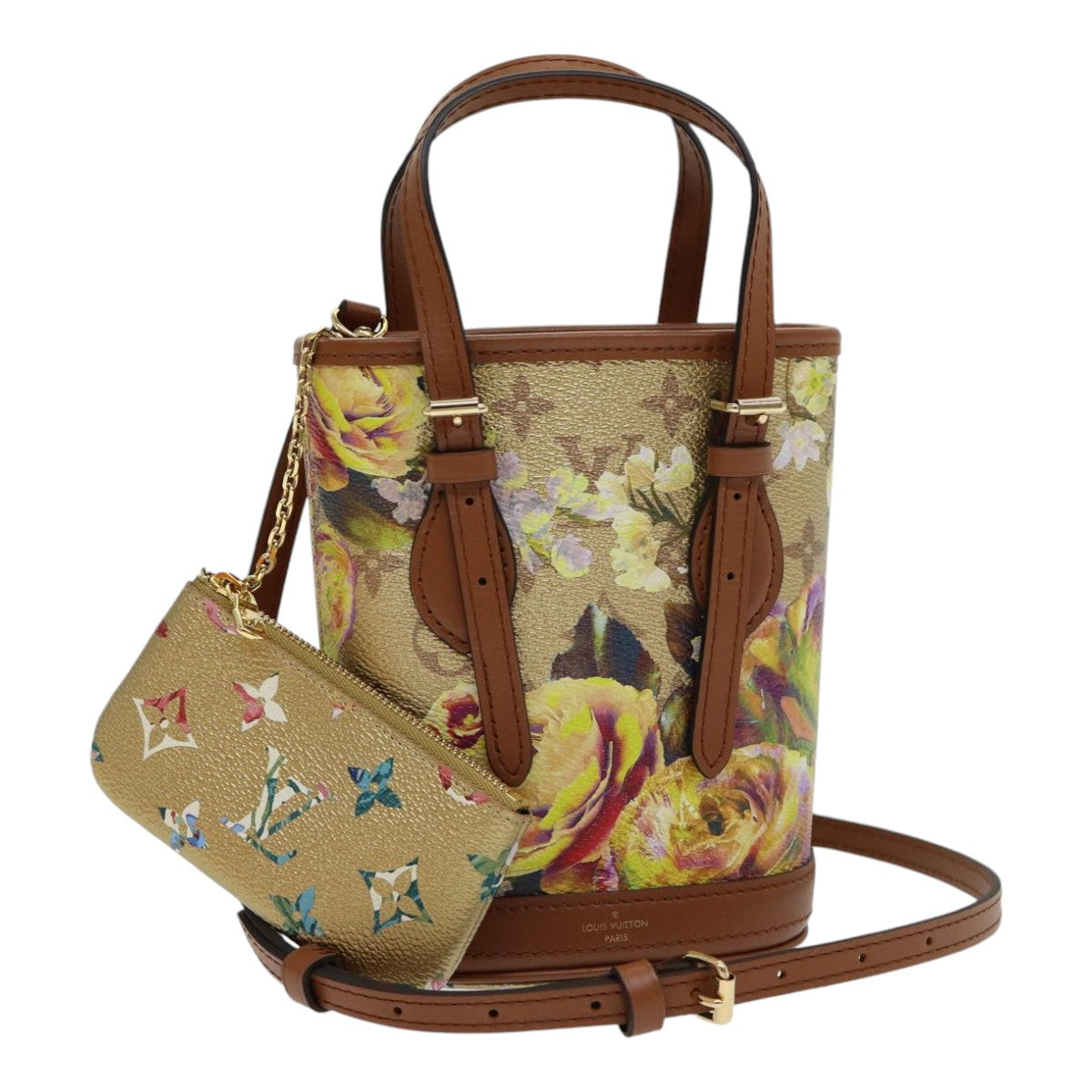 Louis Vuitton Bucket, Beige, Canvas, shoulder